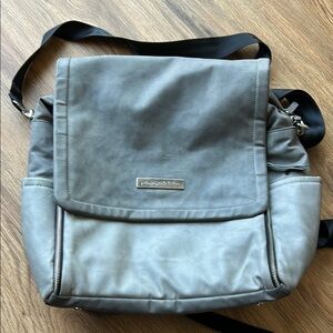 Petunia Pickle Bottom Gray Baby Bag with Durable Fabric and Adjustable Strap